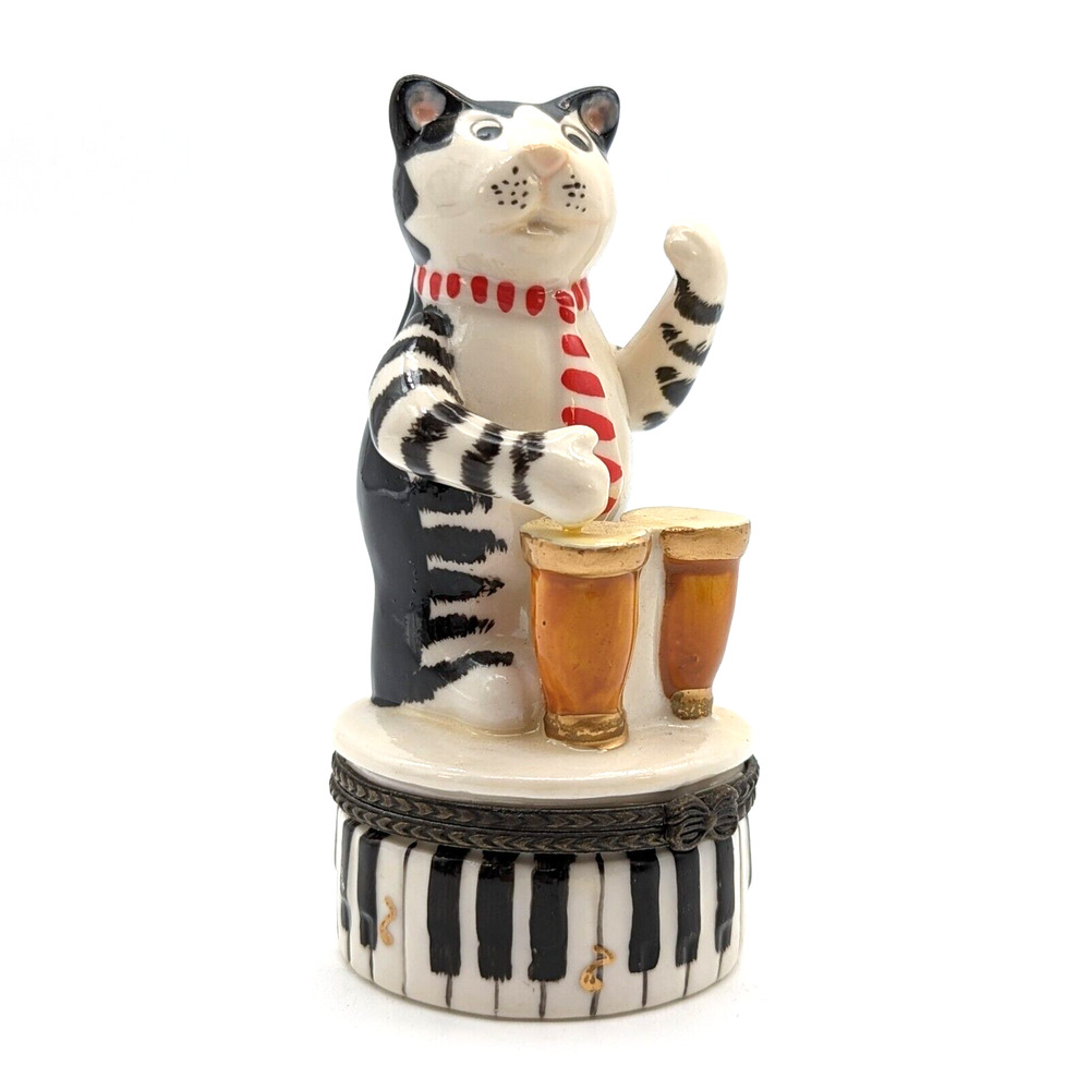 Bongo Playing Cat Hinged Trinket Box with Trinkets by Direct Connection Industry - Picture 7 of 12